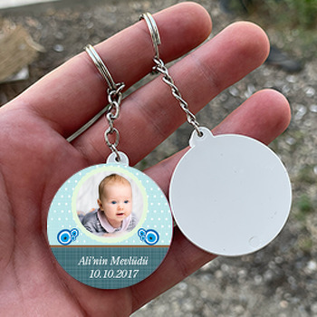 Nazar boncuk 5 Temalı Bebek Daire Plastik Anahtarlık