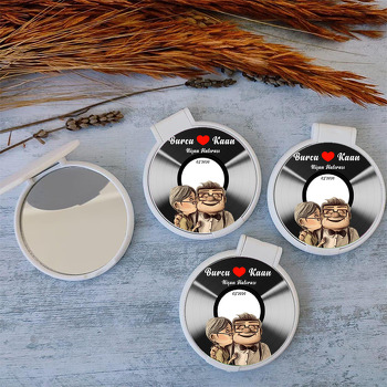 Parlak Plak ve Kalp Temalı Kapaklı Ayna