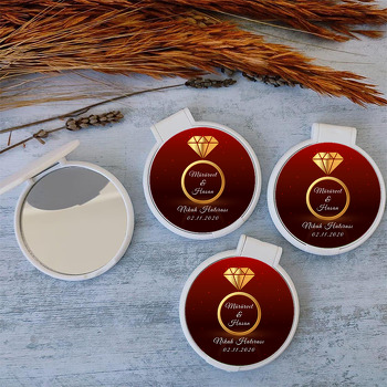 Tektaş Bordo Fon Temalı Kapaklı Ayna
