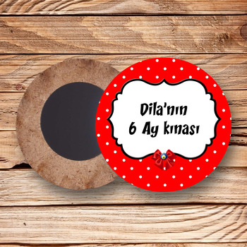 6 Ay Kınası Ahşap Daire Magnet