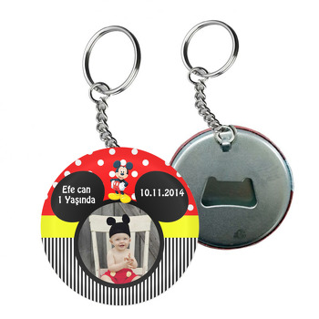 Mickey Mouse Resimli Arkası Açacak Anahtarlık