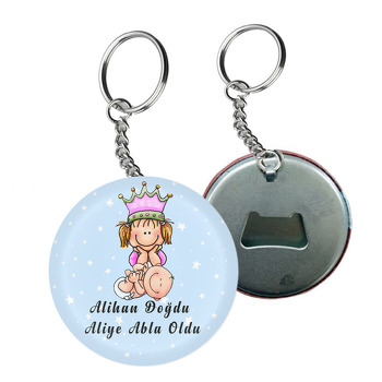 Erkek Kardeşi Doğdu Abla Oldu Temalı Arkası Açacak Anahtarlık