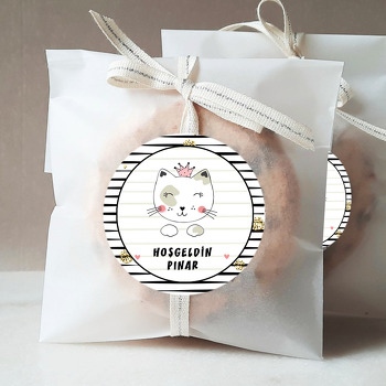 Prenses Kedi Temalı Parti Sticker