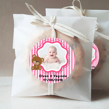 Pembe Ayıcık Temalı Doğum Günü Sticker