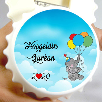 Balonlu Bebek Fil Temalı Kapak Şekilli Magnet Açacak