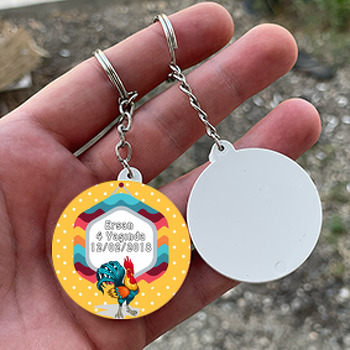 Sevimli Horoz Temalı Daire Plastik Anahtarlık