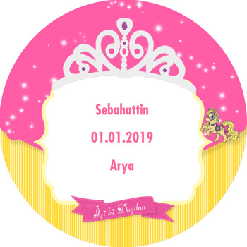 Taçlı Prenses Temalı Akrilik Daire Magnet