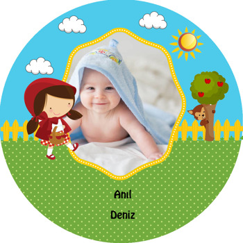 Kırmızı Başlıklı Kız Temalı Akrilik Daire Magnet