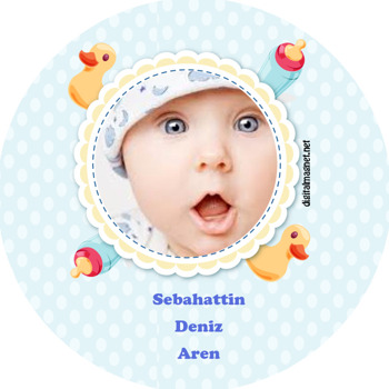 Erkek Bebek İçin Hoşgeldin Bebek Temalı Akrilik Daire Magnet