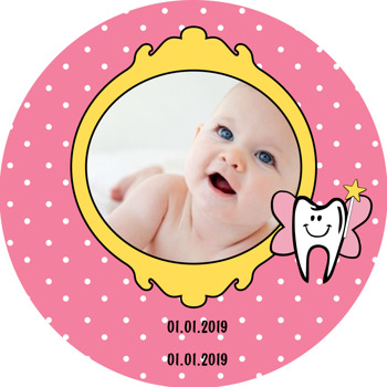 Diş Temalı Kız Diş Buğdayı Akrilik Daire Magnet