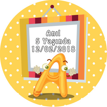 Kişiye Özel A Harfi Temalı Akrilik Daire Magnet