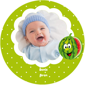 Karpuz Temalı Resimli Akrilik Daire Magnet