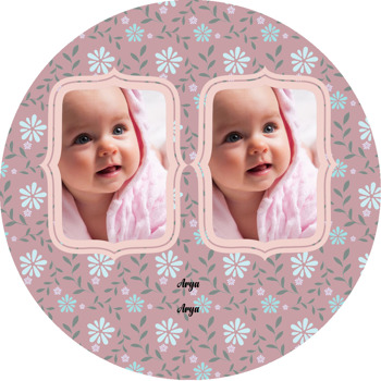 İki Resimli Papatya 2 Temalı Akrilik Daire Magnet