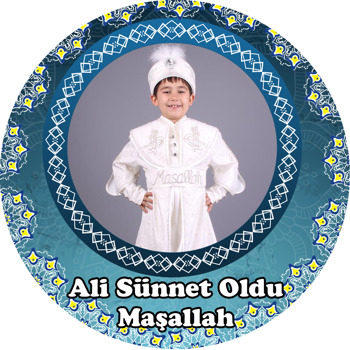 Lacivert Sünnet Temalı Resimli Akrilik Daire Magnet