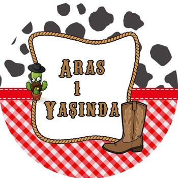 Kovboy Temalı Akrilik Daire Magnet
