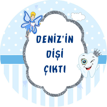 Mavi Diş Buğdayı Temalı Akrilik Daire Magnet