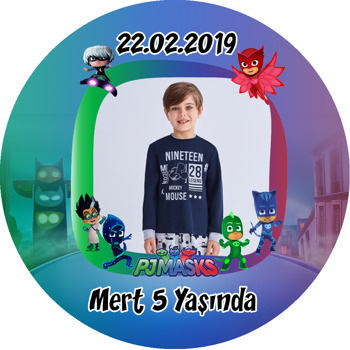 Pijamaskeliler 2 Temalı Resimli Akrilik Daire Magnet