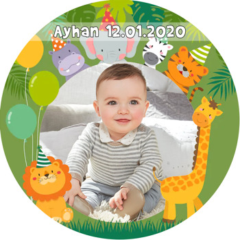 Safari 3 Temalı Resimli Akrilik Daire Magnet