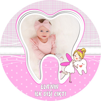 Kız Diş Buğdayı Temalı Resimli Akrilik Daire Magnet