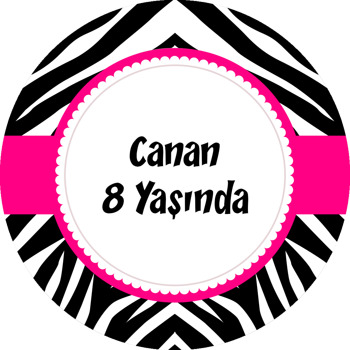 Zebra Desen Temalı Akrilik Daire Magnet