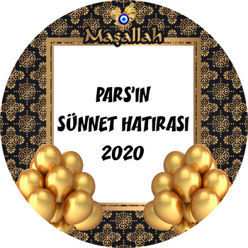 Gold Balonlu Sünnet Temalı Akrilik Daire Magnet
