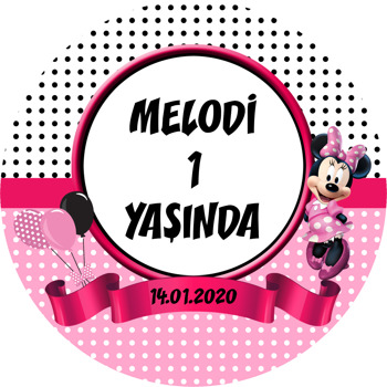 Puantiyeli Minnie Mouse Temalı Akrilik Daire Magnet