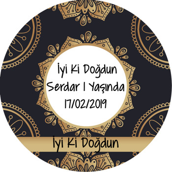 Altın Desen Temalı Akrilik Daire Magnet