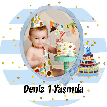 1 Yaş Pasta Temalı Resimli Akrilik Daire Magnet