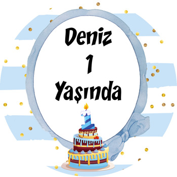 1 Yaş Pasta Temalı Akrilik Daire Magnet