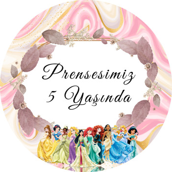 Prensesler  Temalı Akrilik Daire Magnet