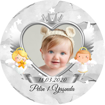 Silver Angel Temalı Resimli Akrilik Daire Magnet