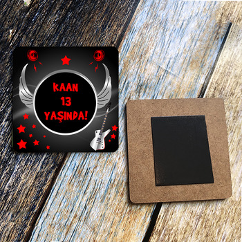 Rockstar Temalı Kare Ahşap Magnet