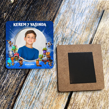 Zooba Temalı Resimli Ahşap Kare Magnet