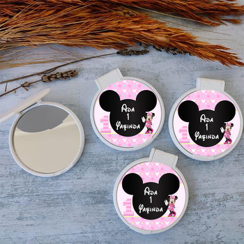 Bir Yaş Minnie Mouse Temalı Kapaklı Ayna