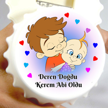 Abi Kız Kardeş Temalı Kapak Şekilli Hediye Magnet Açacak