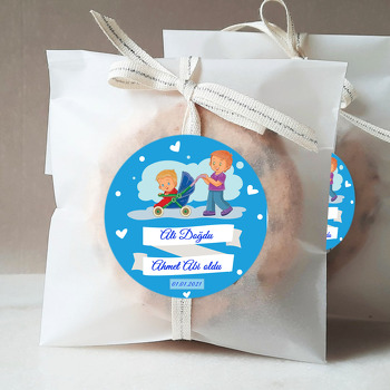 Abi ve Kardeş ile Bebek Arabası Temalı Hoşgeldin Bebek Sticker