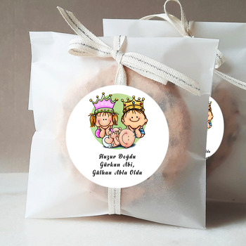 Abla ve Abi Oldu Temalı Hoşgeldin Bebek Hediyelik Sticker