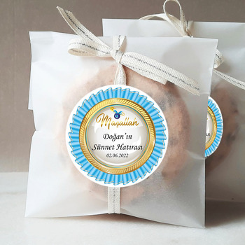 Açık Mavi Kurdele Madalyon ile Sünnet Temalı Sticker