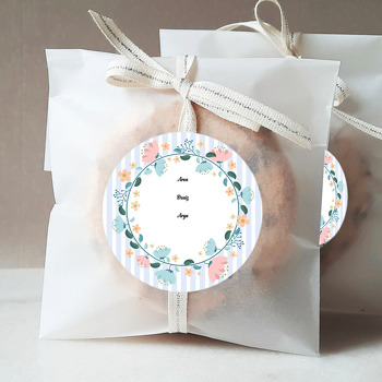 Açık Pembe ve Mavi Çiçek Temalı Sticker