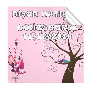 Ağaç Temalı Söz Nişan  Kare Etiket