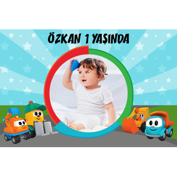 Akıllı Kamyon Leo ile Arkadaşları Temalı Doğum Günü Magnet