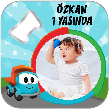 Akıllı Kamyon Leo ile Arkadaşları Temalı Kare Magnet Açacak