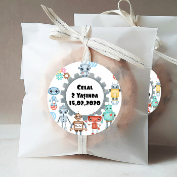 Akıllı Robotlar Temalı Doğum Günü Sticker