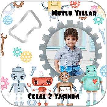 Akıllı Robotlar Temalı Resimli Kare Magnet Açacak
