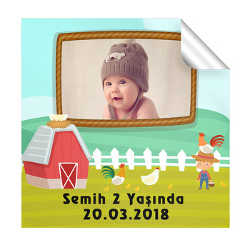 Ali Baba ve Çiftlik Temalı Doğum Günü  Kare Etiket