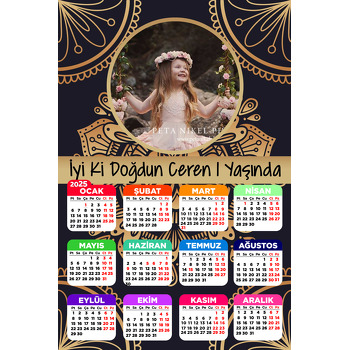 Altın Desen Temalı Takvim Magnet
