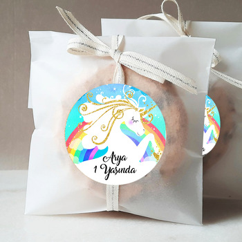 Altın Saçlı Unicorn Temalı Sticker