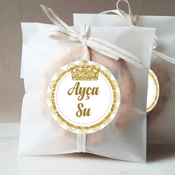 Altın Simli Taç Temalı Sticker