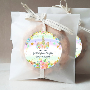 Altın Simli Unicorn Temalı Sticker