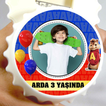 Alvin ile Balonlar Temalı Kapak Şekilli Magnet Açacak